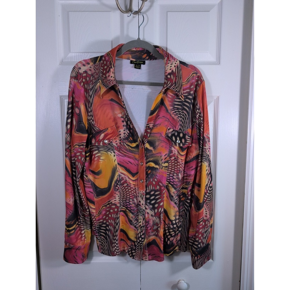 Cartise Long sleeve Xl Art To Wear Pearl Snap